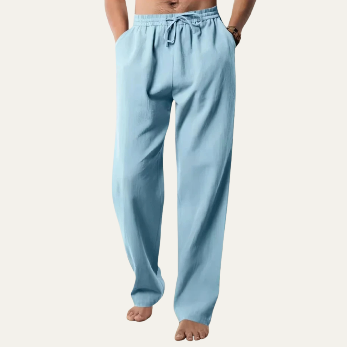 The Canelli Men’s Relaxed Fit Elastic Waist Trendy Linen Trousers