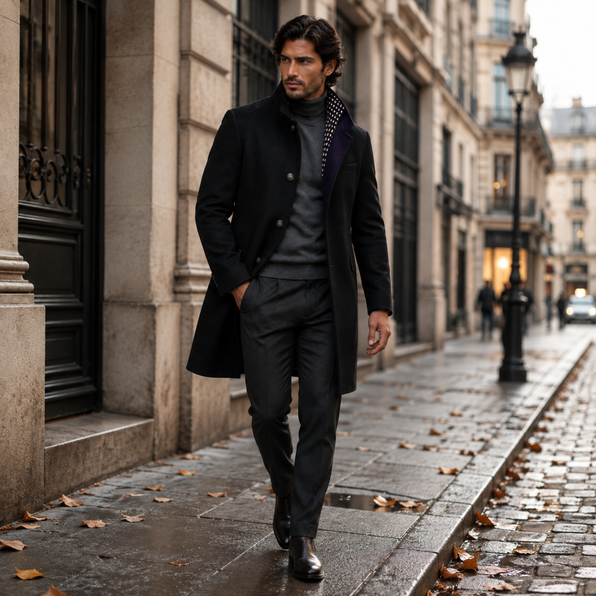 The Brookstone Men’s Elegant Classic Wool Coat with Quilted Lining