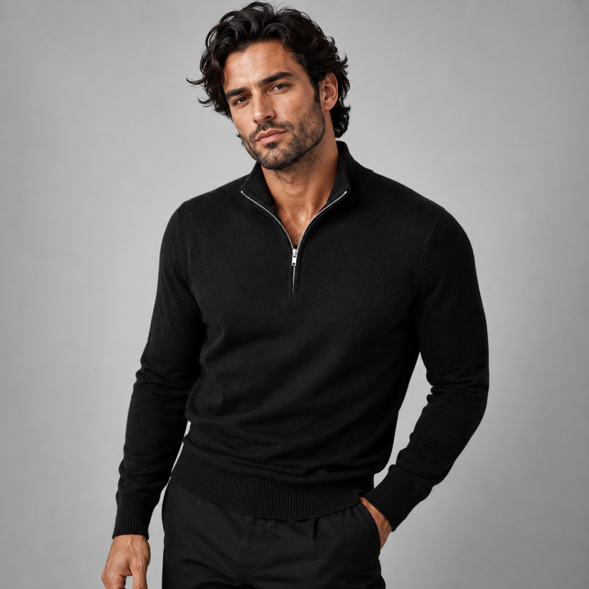 The Como Men's Quarter Zip Mock Neck Jumper