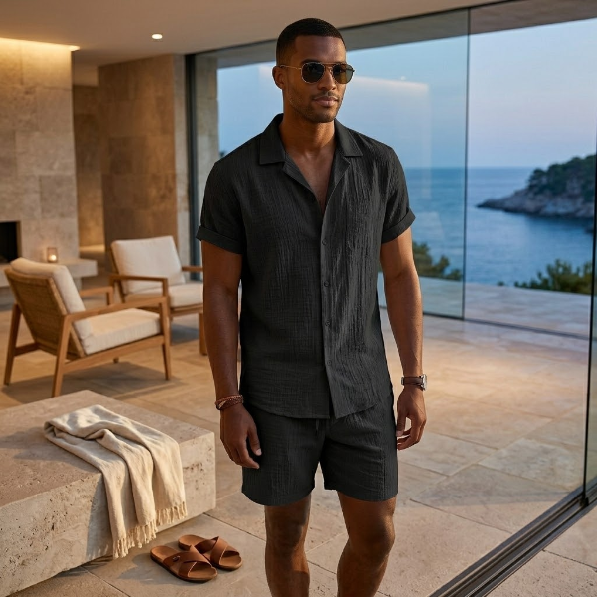 The Taranto Men’s Summer Beach Set – Shirt and Shorts