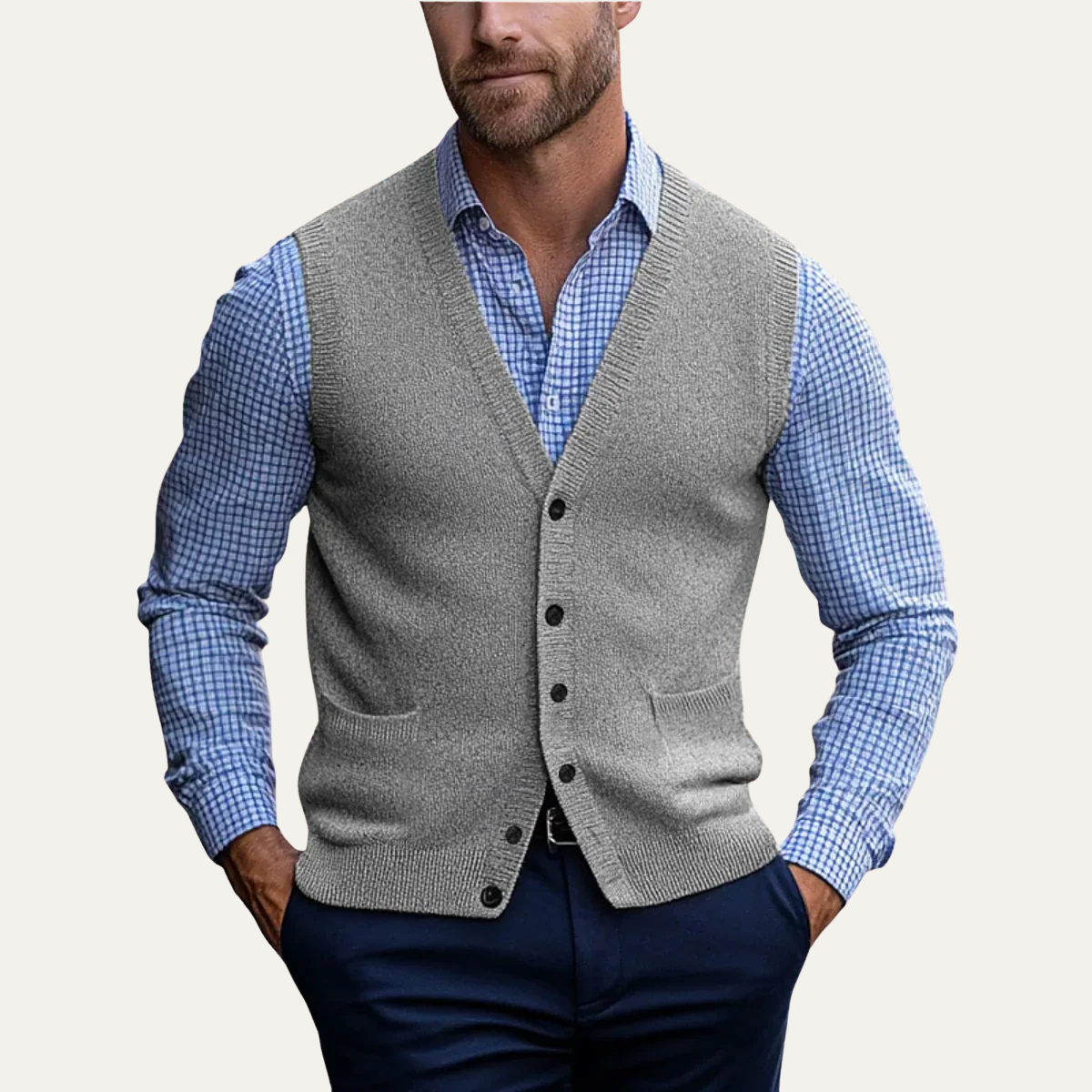 Men’s Smart Casual Button Front Knit Vest