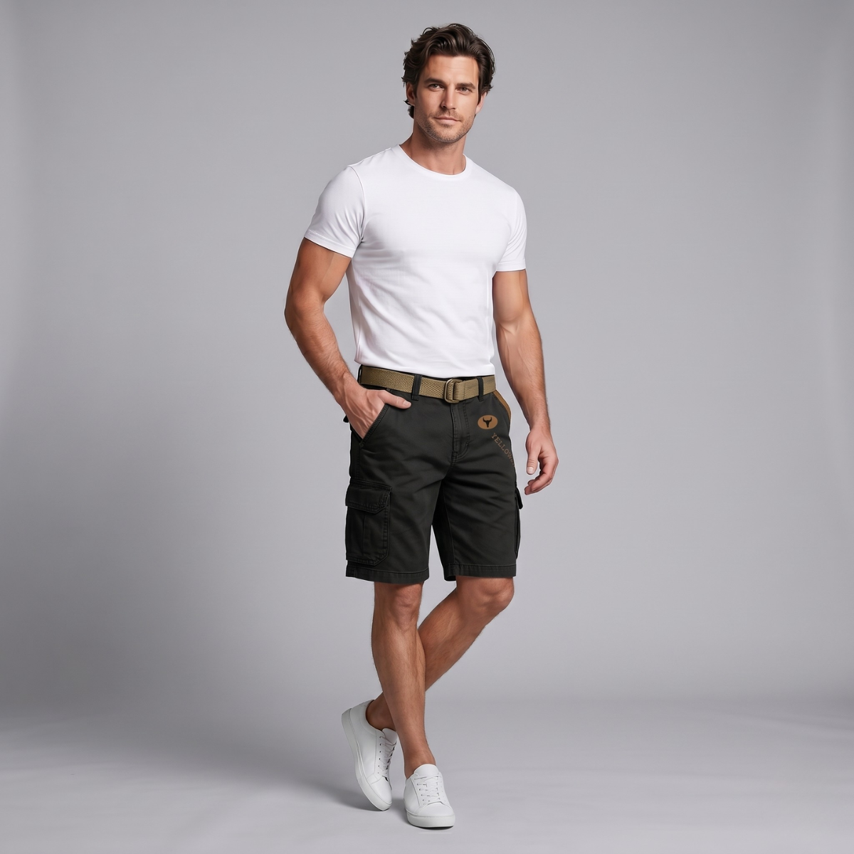 Men’s Multi Pocket Tactical Cargo Shorts with Belt