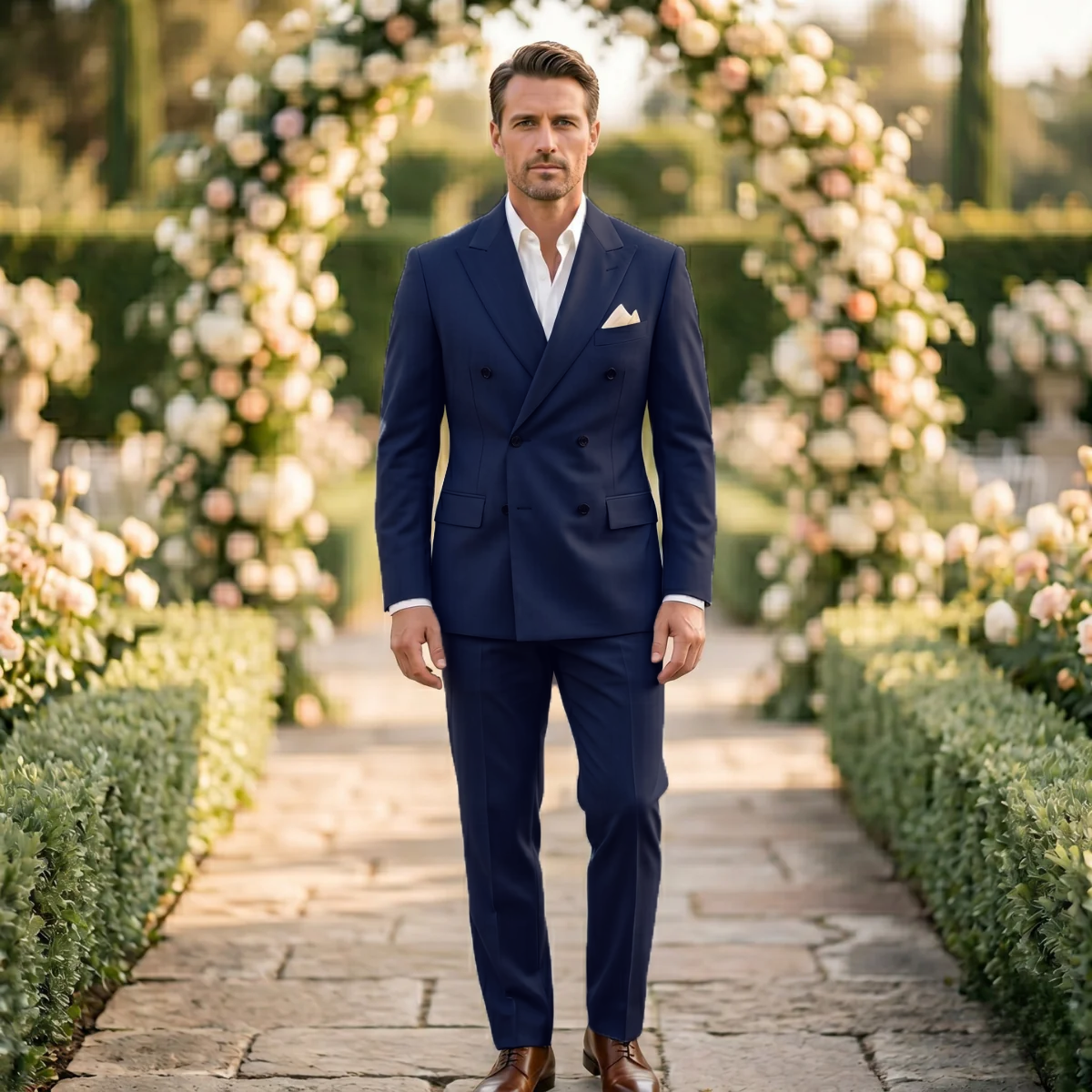 The Trento Men’s Double Breasted Suit – Classic Formal Jacket and Trousers Set
