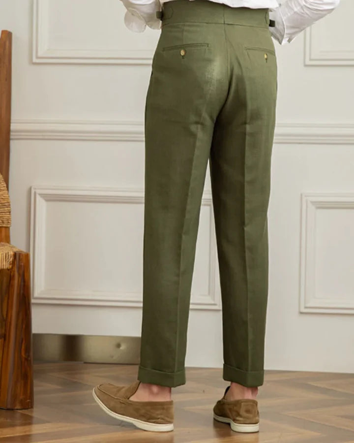 The Laguna Men's Pleated Tailored Linen Trousers