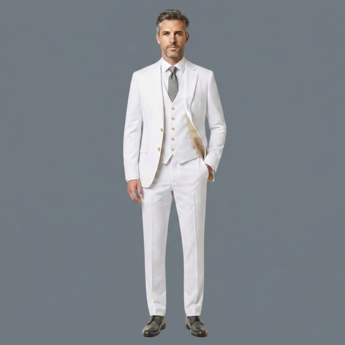The Castro Men’s Elegant 3 Piece Suit – Slim Fit Jacket Gilet Trousers