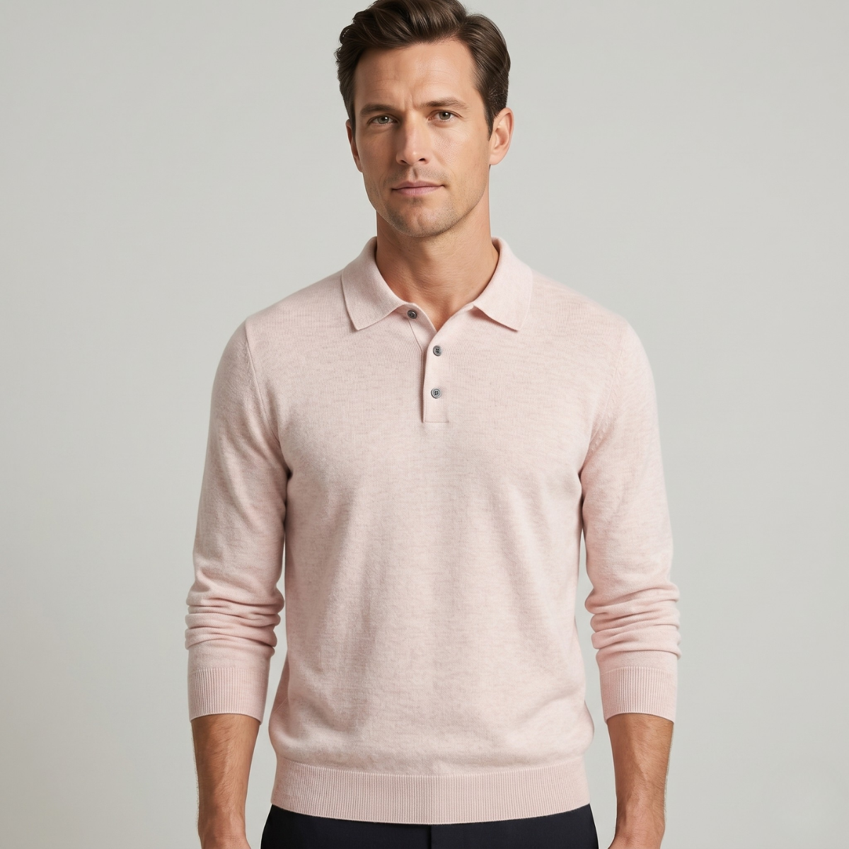 Men’s Merino Wool Knit Smart Casual Polo Jumper