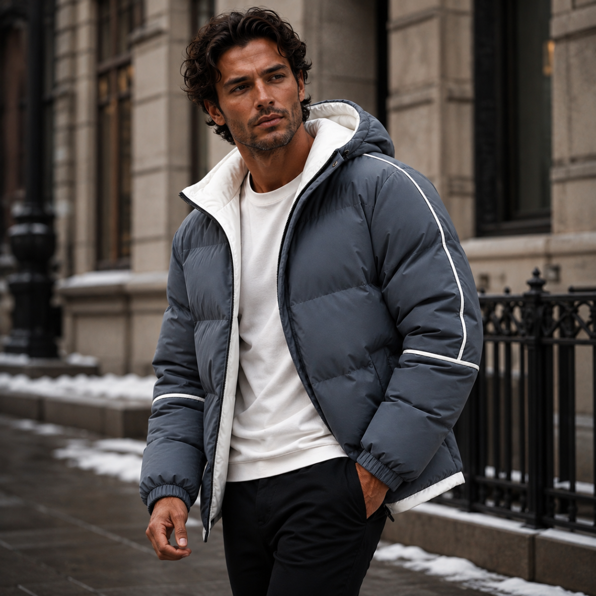 The London Men's Waterproof Puffer Jacket - Luxury Hooded Winter Coat