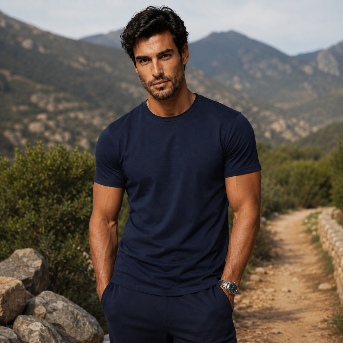 Men’s Solid Colour Casual Sports T Shirt