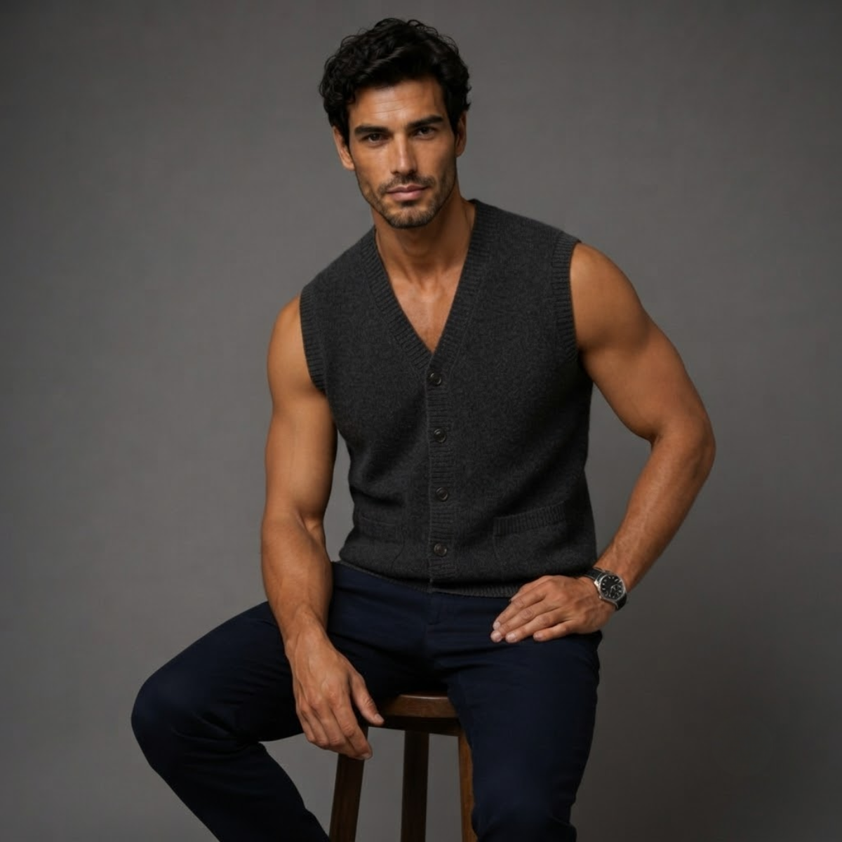 Men’s Smart Casual Button Front Knit Vest