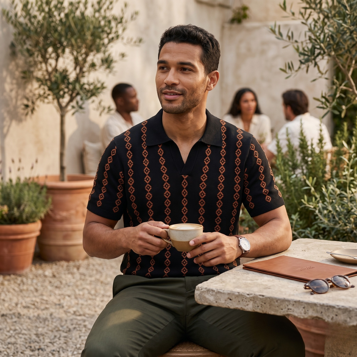 The Riccione Men’s Patterned Knit Polo Shirt