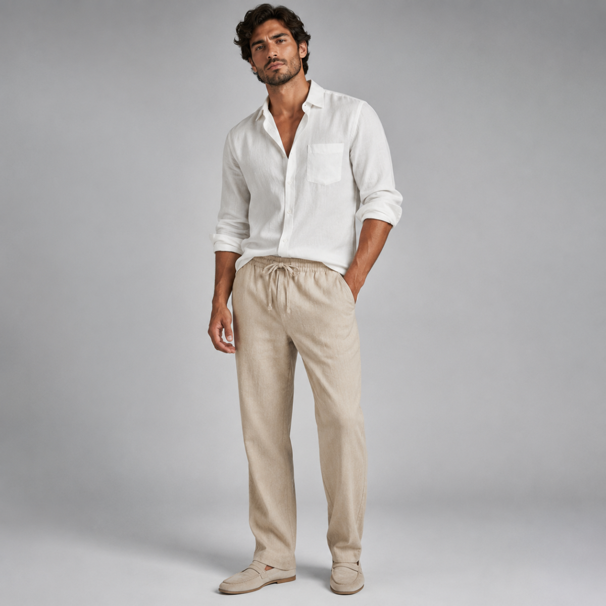 The Riccione Men's Breathable Linen Drawstring Trousers