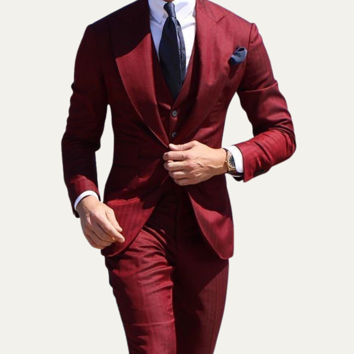The Omegna Men’s 3 Piece Suit – Slim Fit Jacket Gilet Trousers