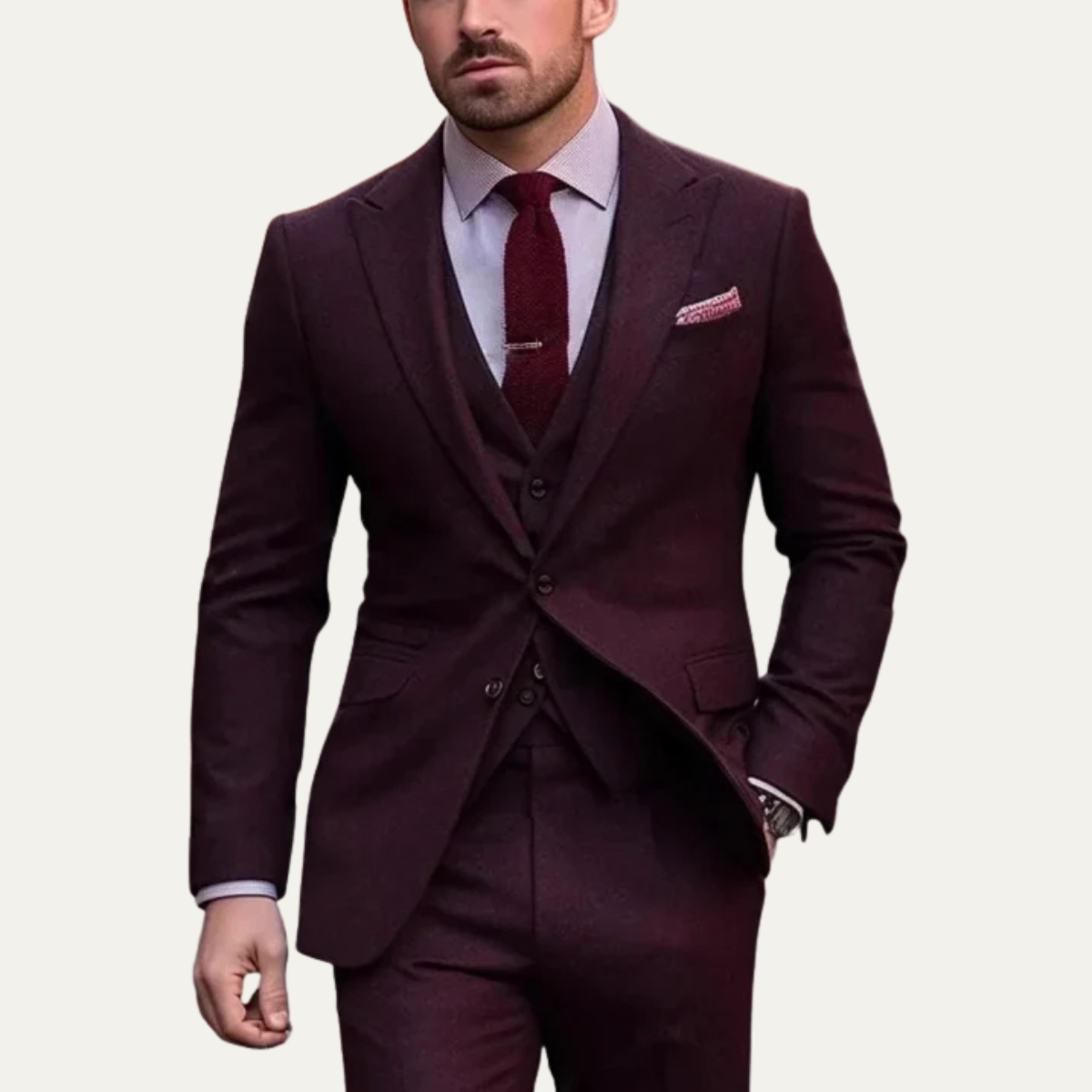 The Stockton Men’s Stylish Wedding 3 Piece Slim Fit Suit Set