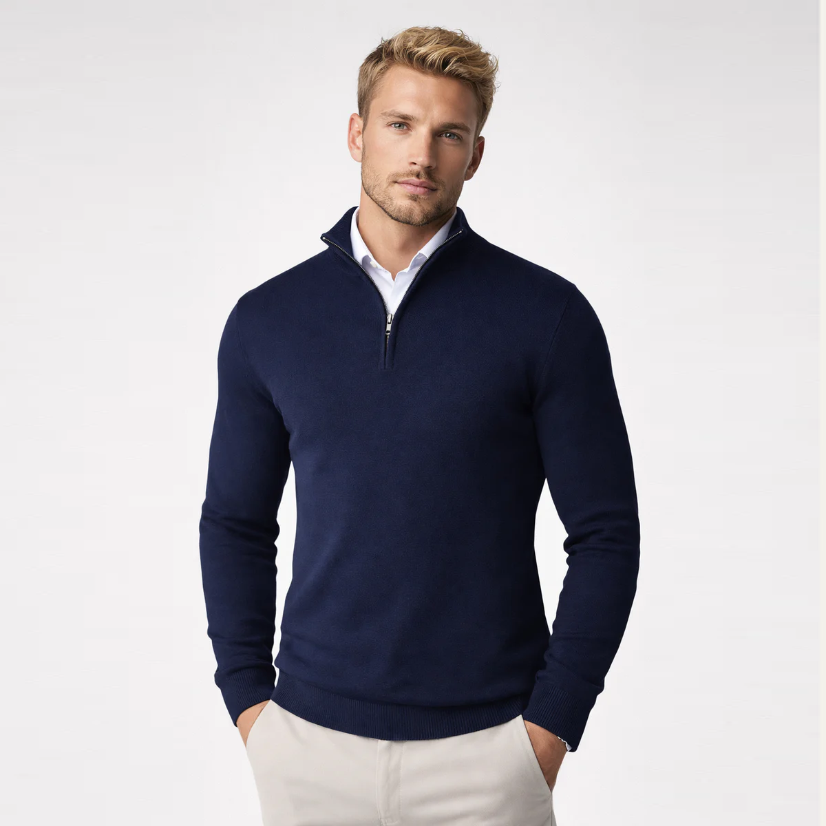 The Como Men's Quarter Zip Mock Neck Jumper
