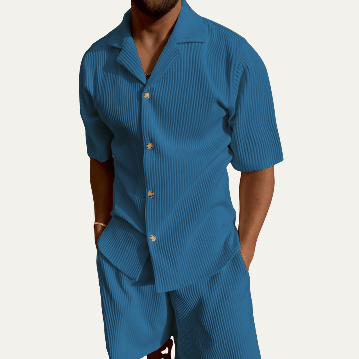 The Chamonix Men’s Trendy Summer Short Sleeve Shirt & Shorts Set
