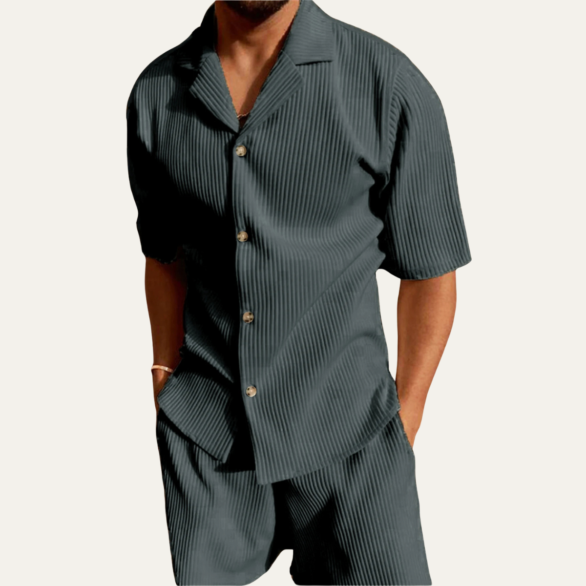 The Chamonix Men’s Trendy Summer Short Sleeve Shirt & Shorts Set