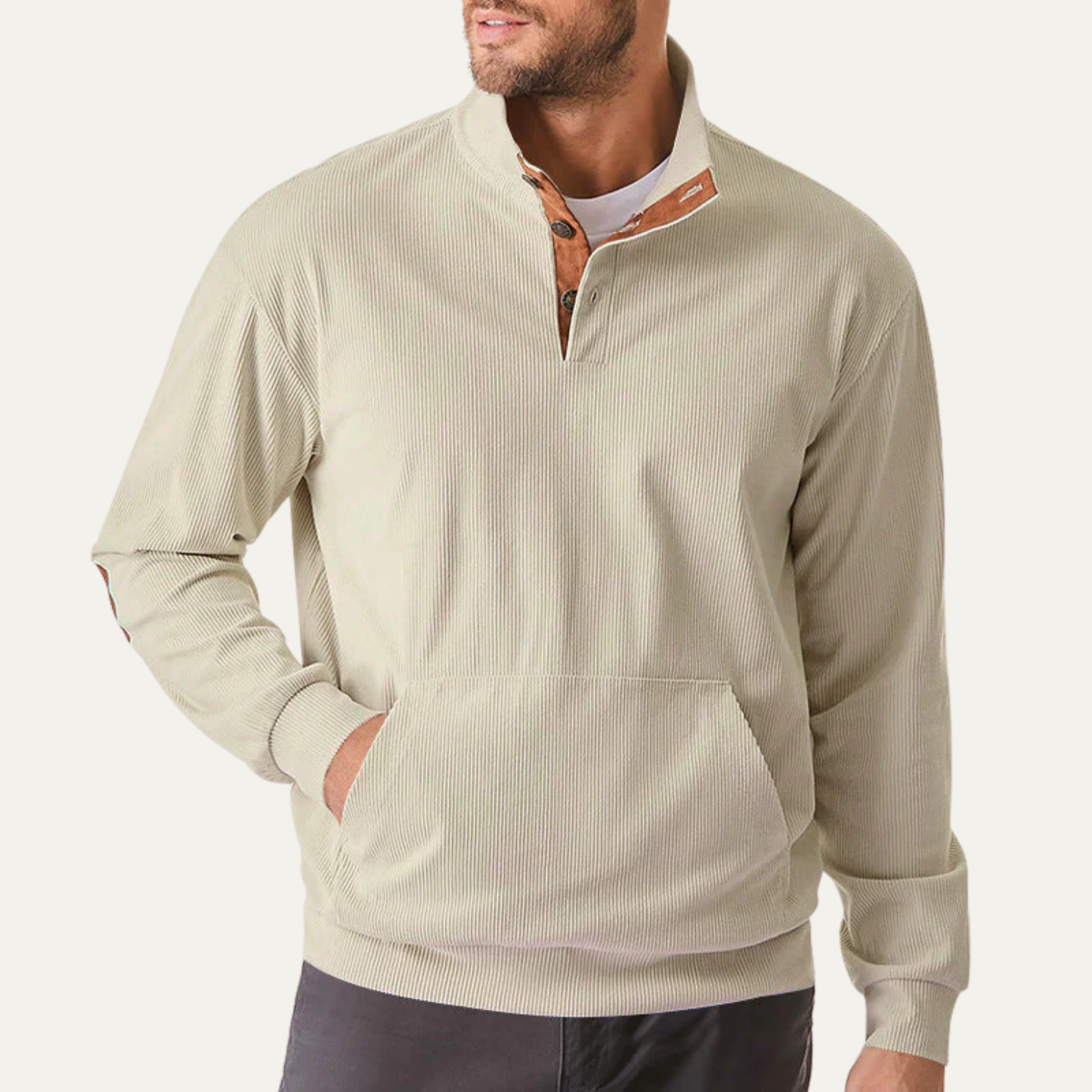 Men's Comfortable Rib Half Zip Jumper