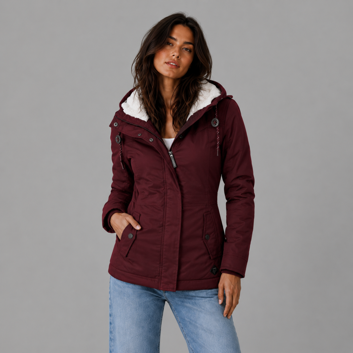 Women's Fur Hooded Winter Parka – Warm Fleece Lined Jacket