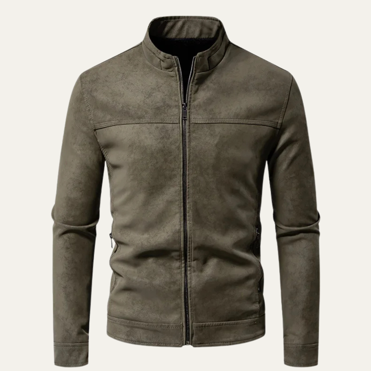 Men’s Casual Zip Up Leather Biker Jacket