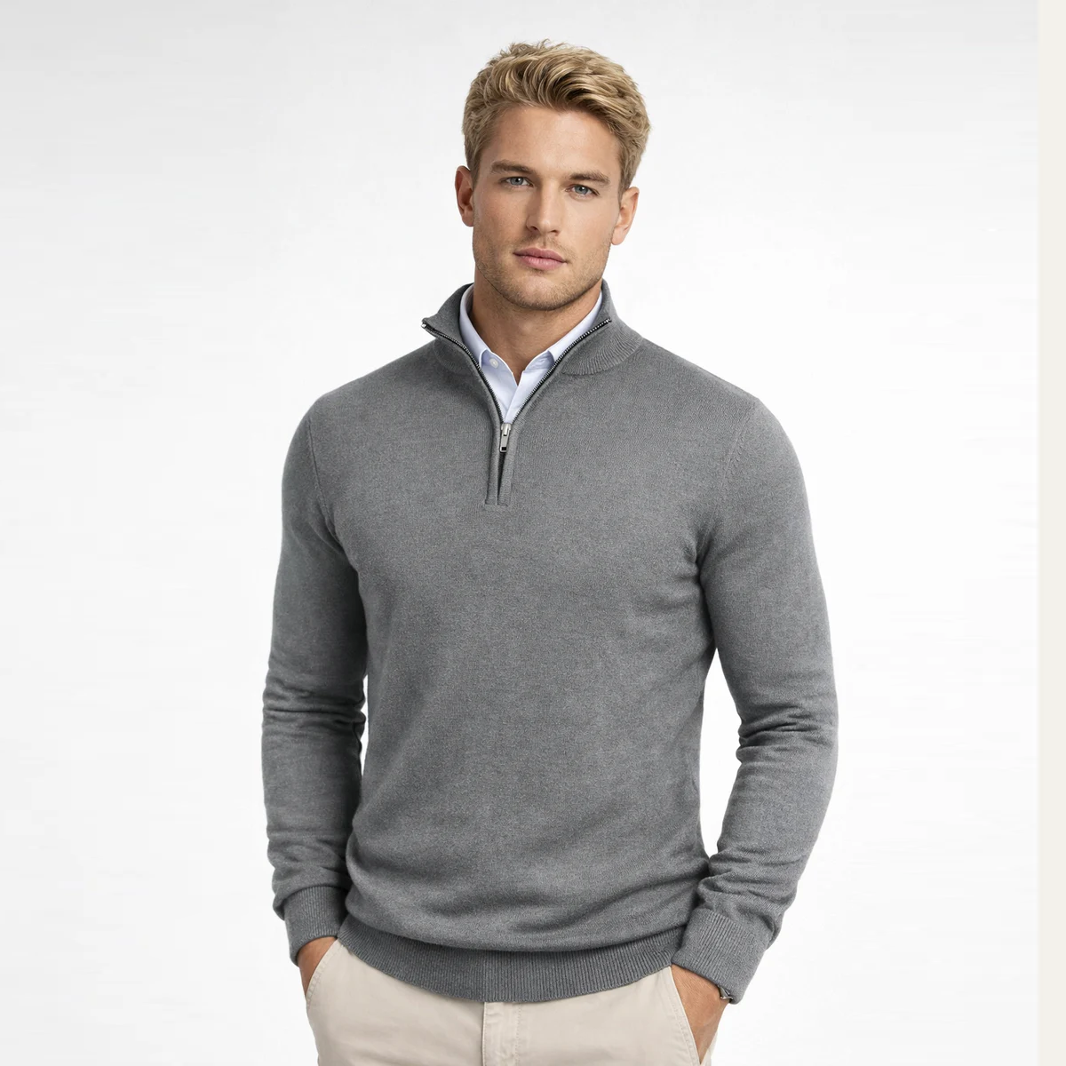 The Como Men's Quarter Zip Mock Neck Jumper