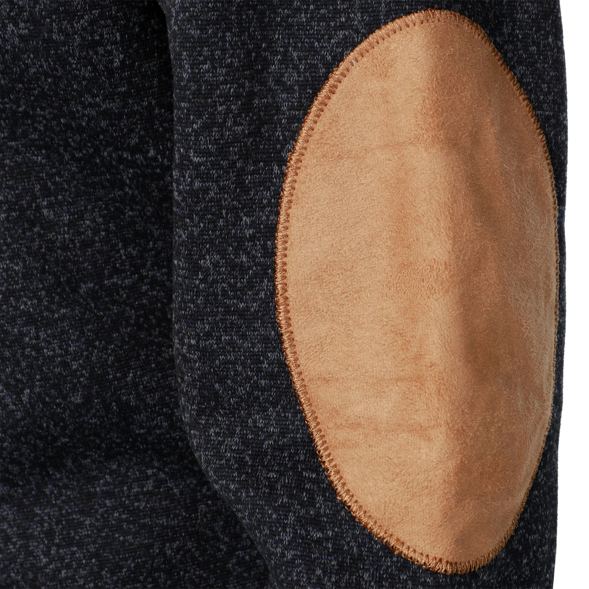 The Oakcrest Men's Stand Collar Fleece Jumper with Suede Elbow Patches