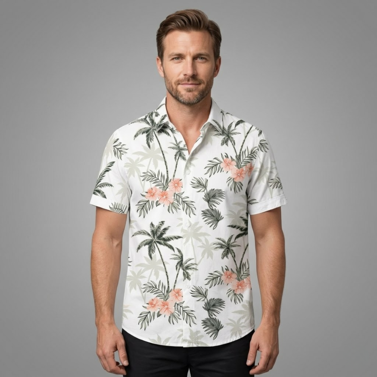 The Cotswolds Men’s Palm Tree Print Short Sleeve Shirt