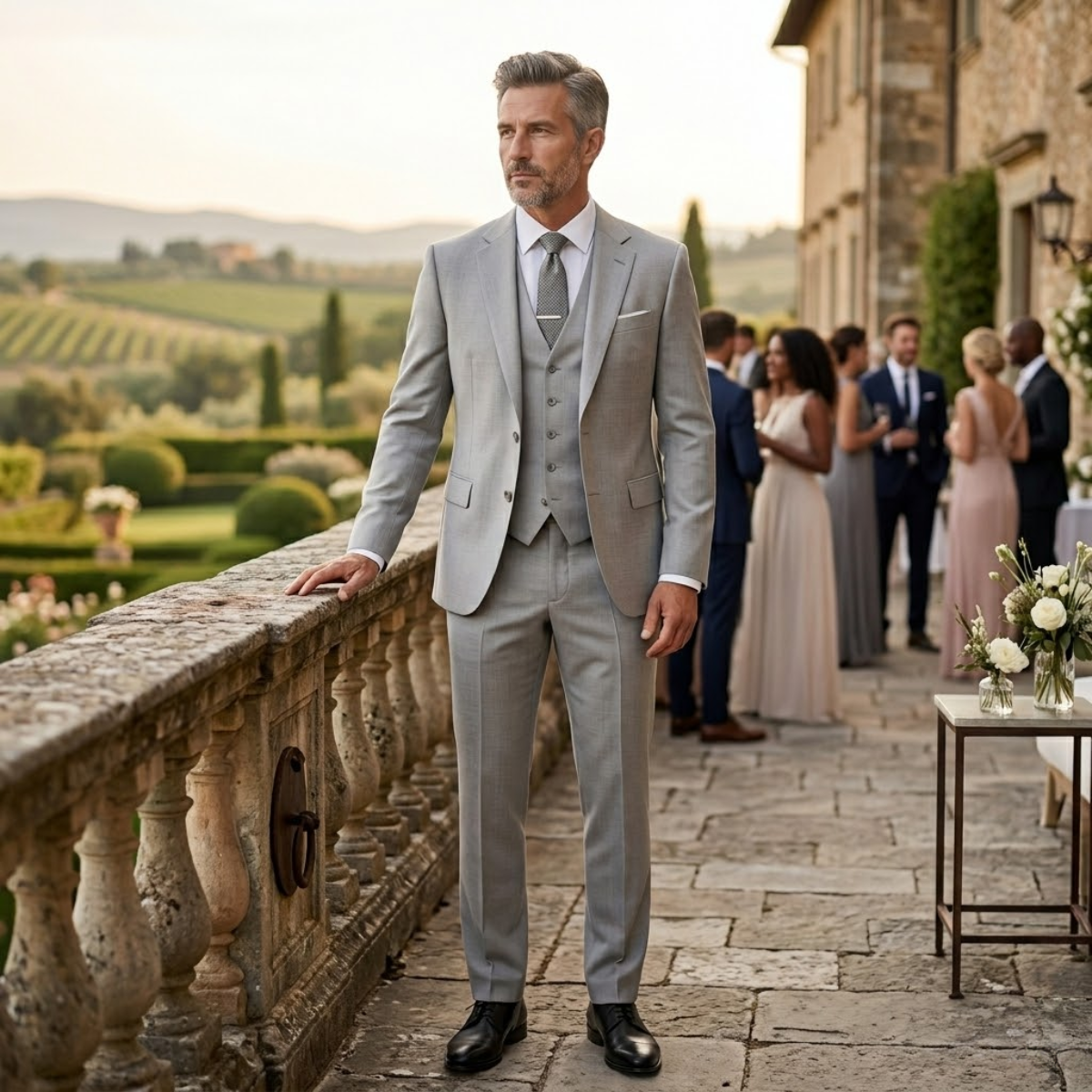 The Castro Men’s Elegant 3 Piece Suit – Slim Fit Jacket Gilet Trousers