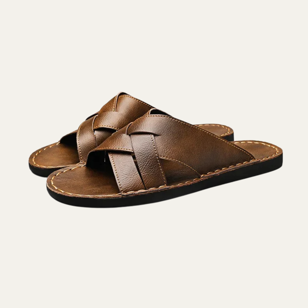 The York Minster Men’s Leather Cross Strap Sandals