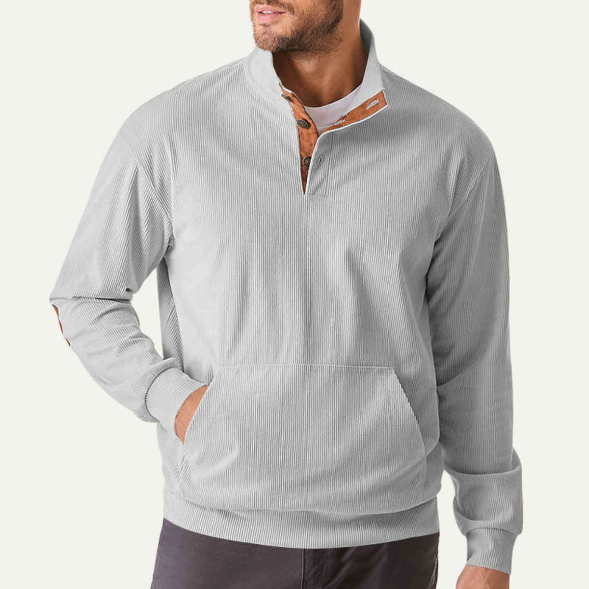 Men's Comfortable Rib Half Zip Jumper