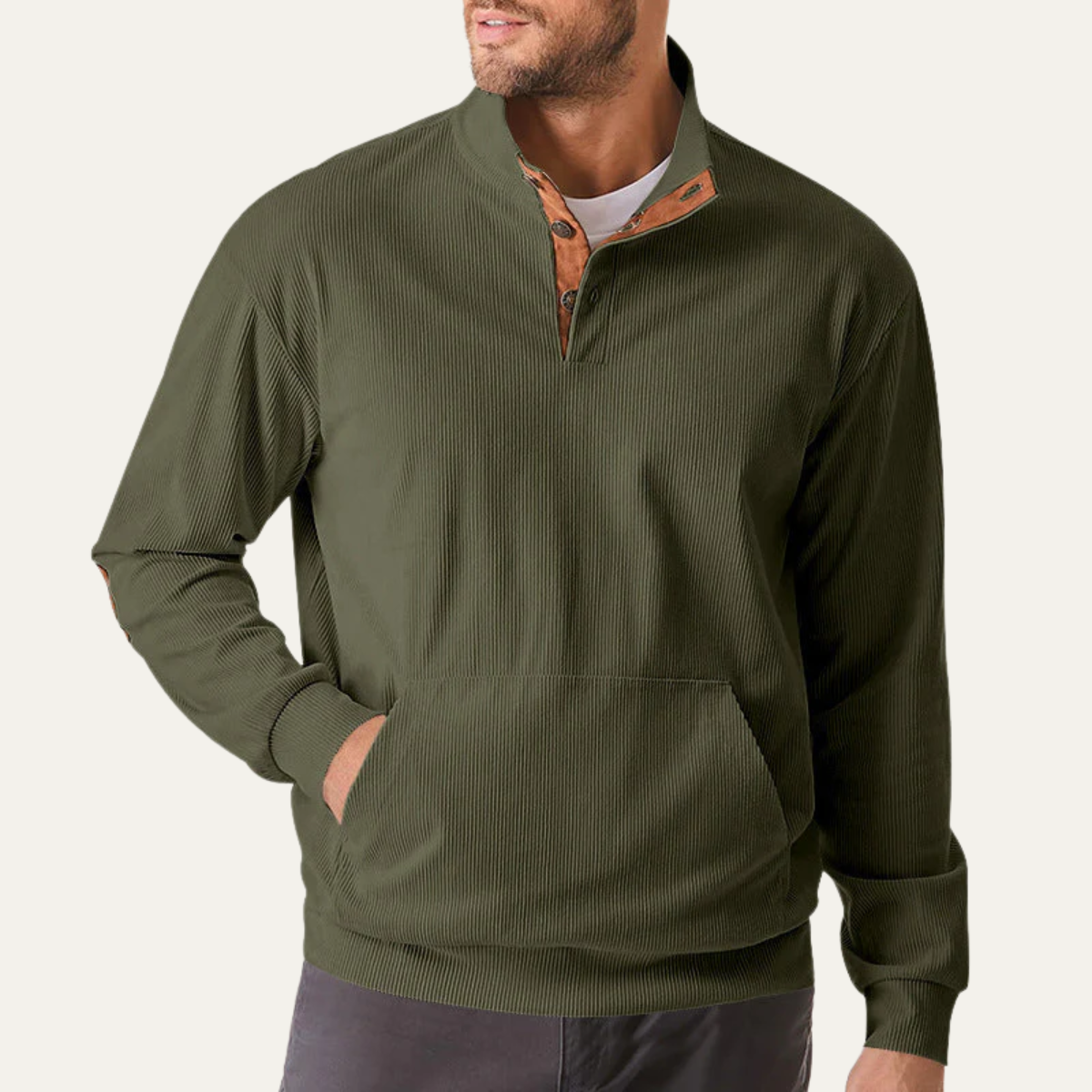 Men's Comfortable Rib Half Zip Jumper