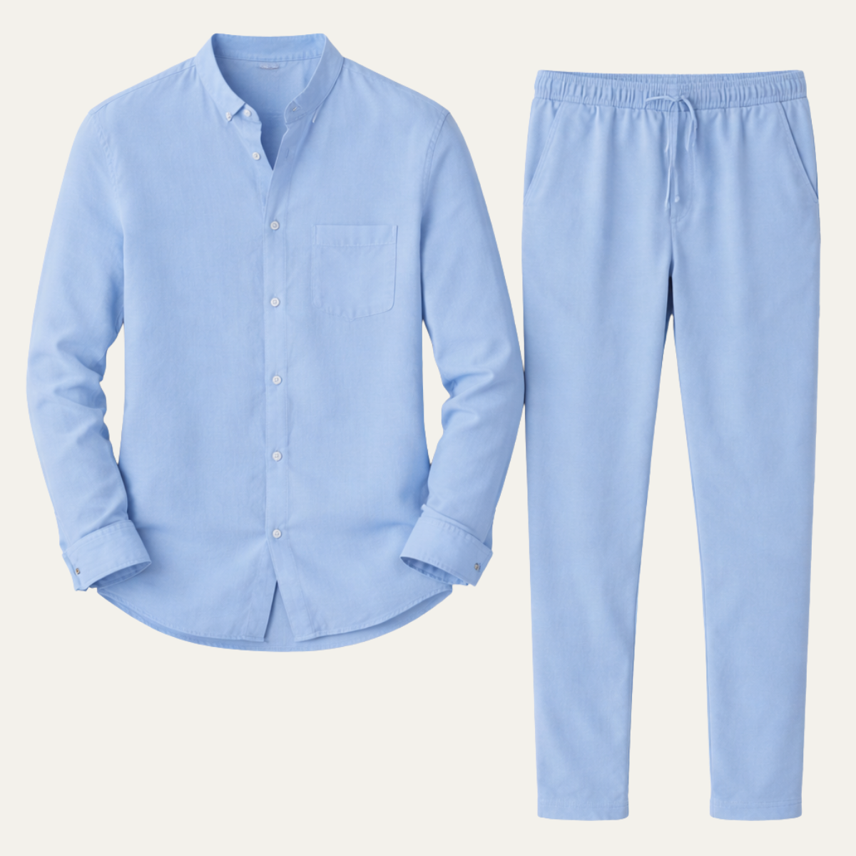 The Montparnasse Men’s Solid Colour Breathable Casual Shirt &amp; Trousers Set