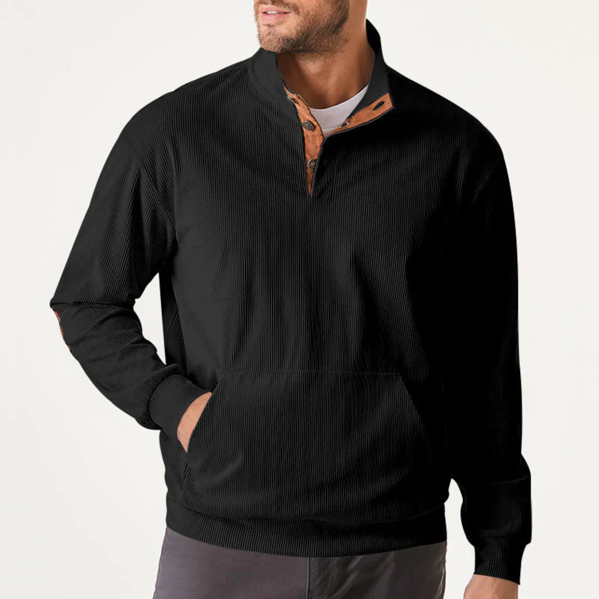 Men's Comfortable Rib Half Zip Jumper