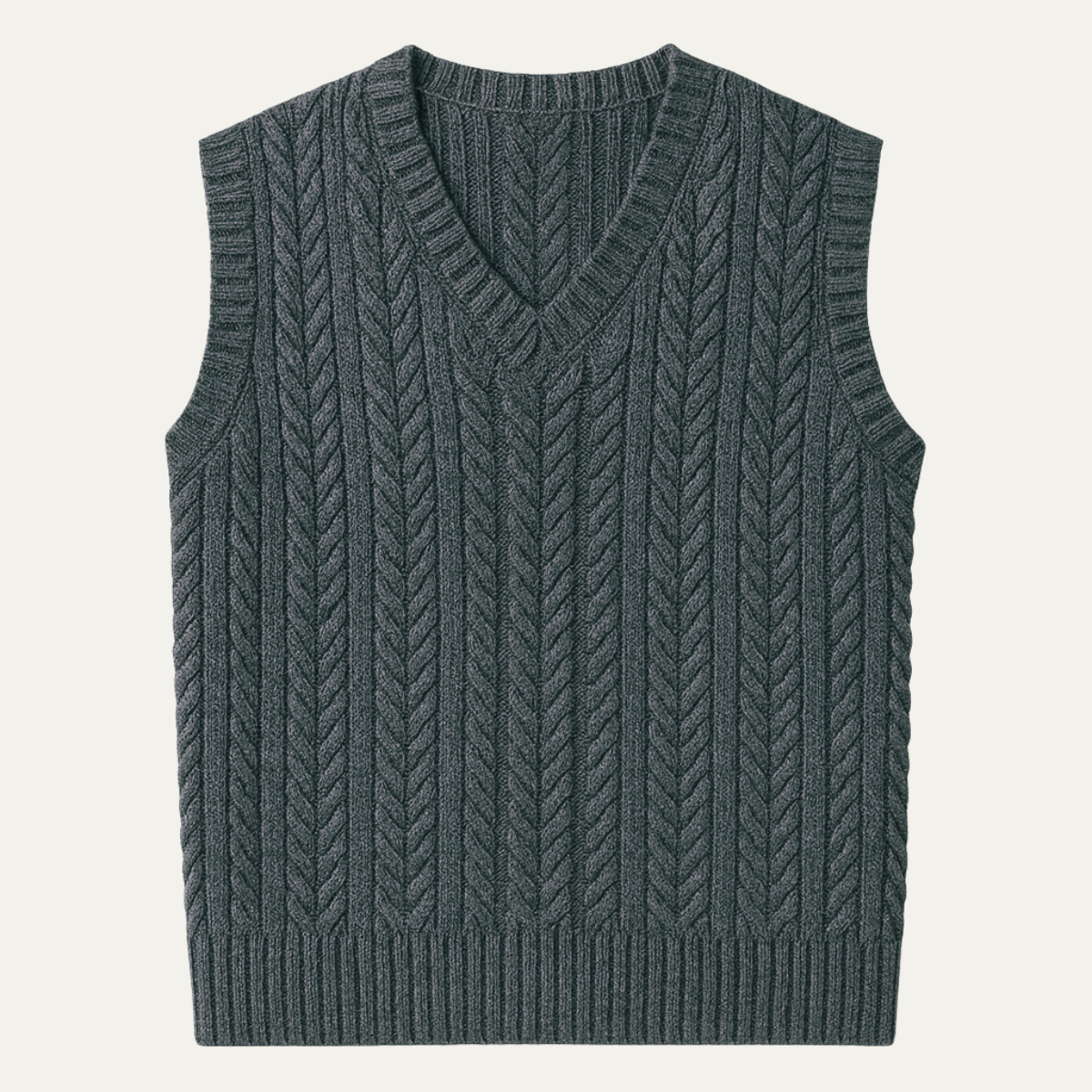 The Livigno Men’s Warm Cable Knitted V Neck Jumper Gilet