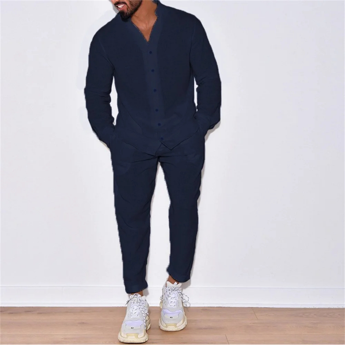 The Montparnasse Men’s Solid Colour Breathable Casual Shirt & Trousers Set