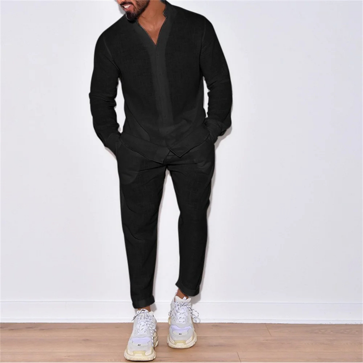 The Montparnasse Men’s Solid Colour Breathable Casual Shirt & Trousers Set