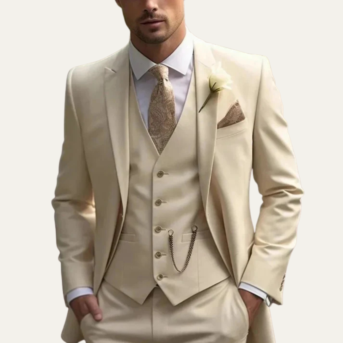 The Stockton Men’s Stylish Wedding 3 Piece Slim Fit Suit Set