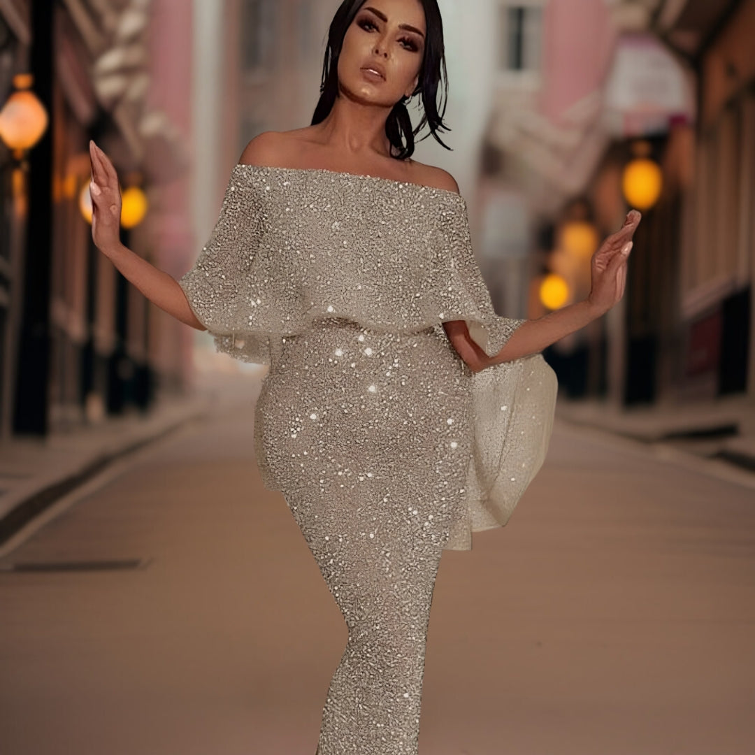 Women's Shoulder Baring Gown in Eight Shades