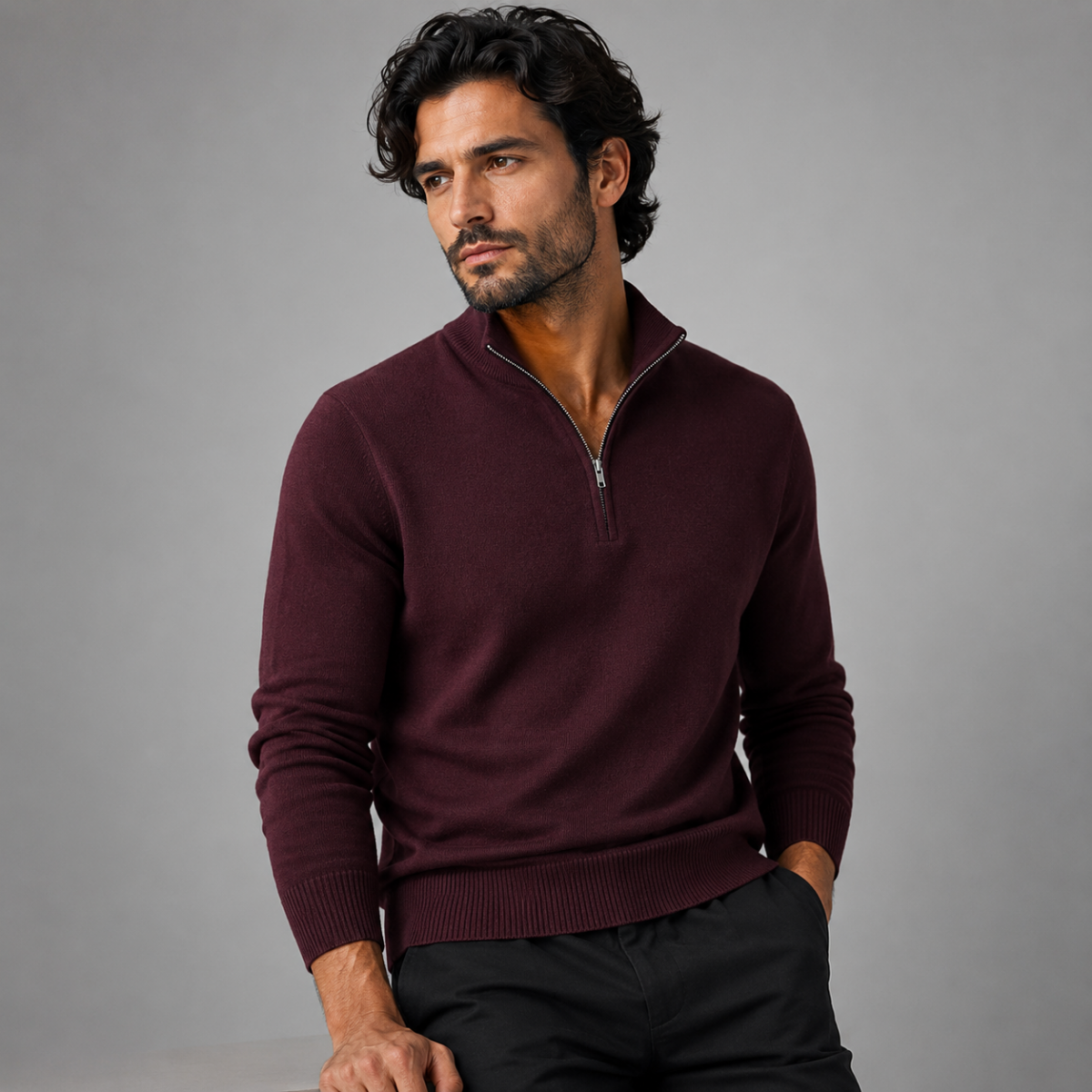 The Como Men's Quarter Zip Mock Neck Jumper