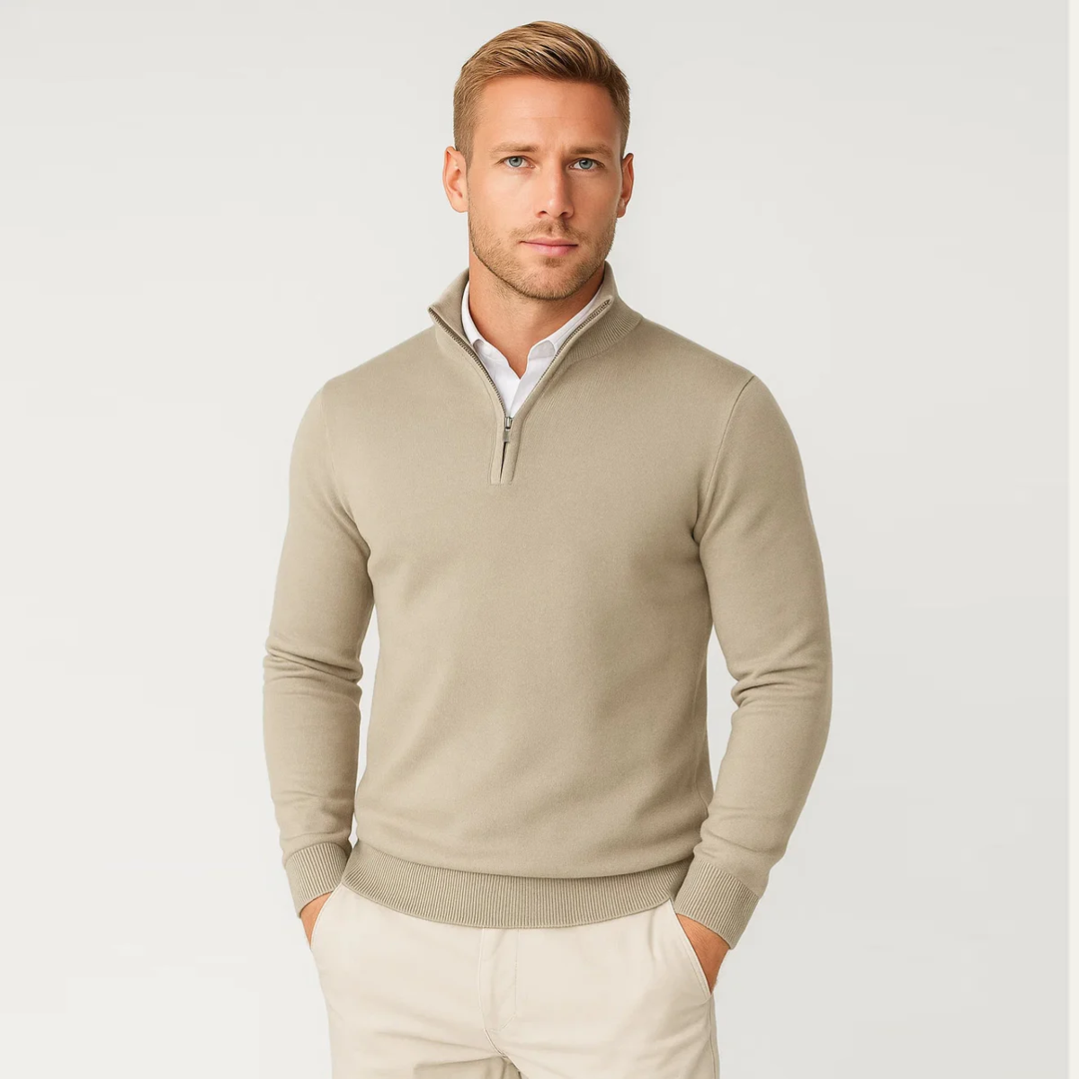 The Como Men's Quarter Zip Mock Neck Jumper