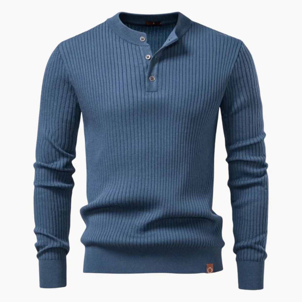 The Taormina Men's Ribbed Henley Knit Jumper