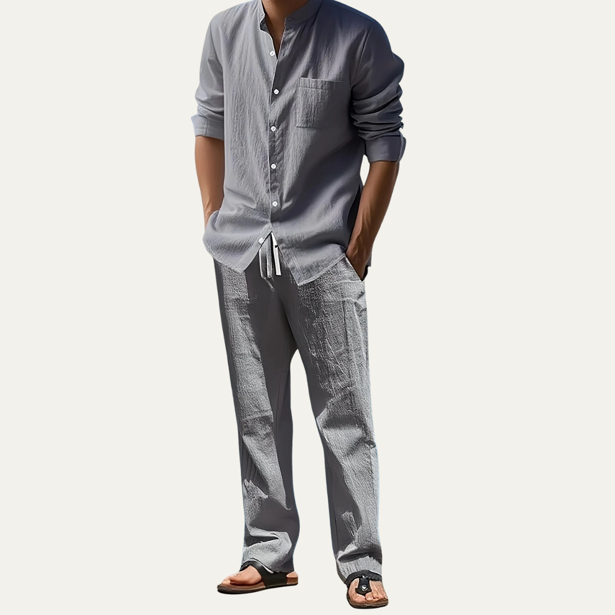 The Asolo Men’s Casual Shirt and Trousers Outfit – Summer Linen Set
