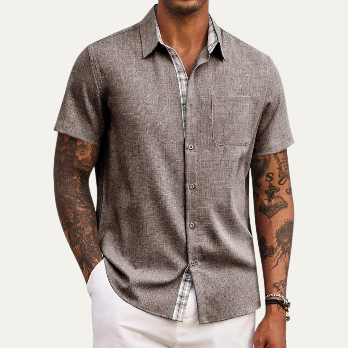 The Thonon Men’s Short Sleeve Button Down Shirt with Pocket