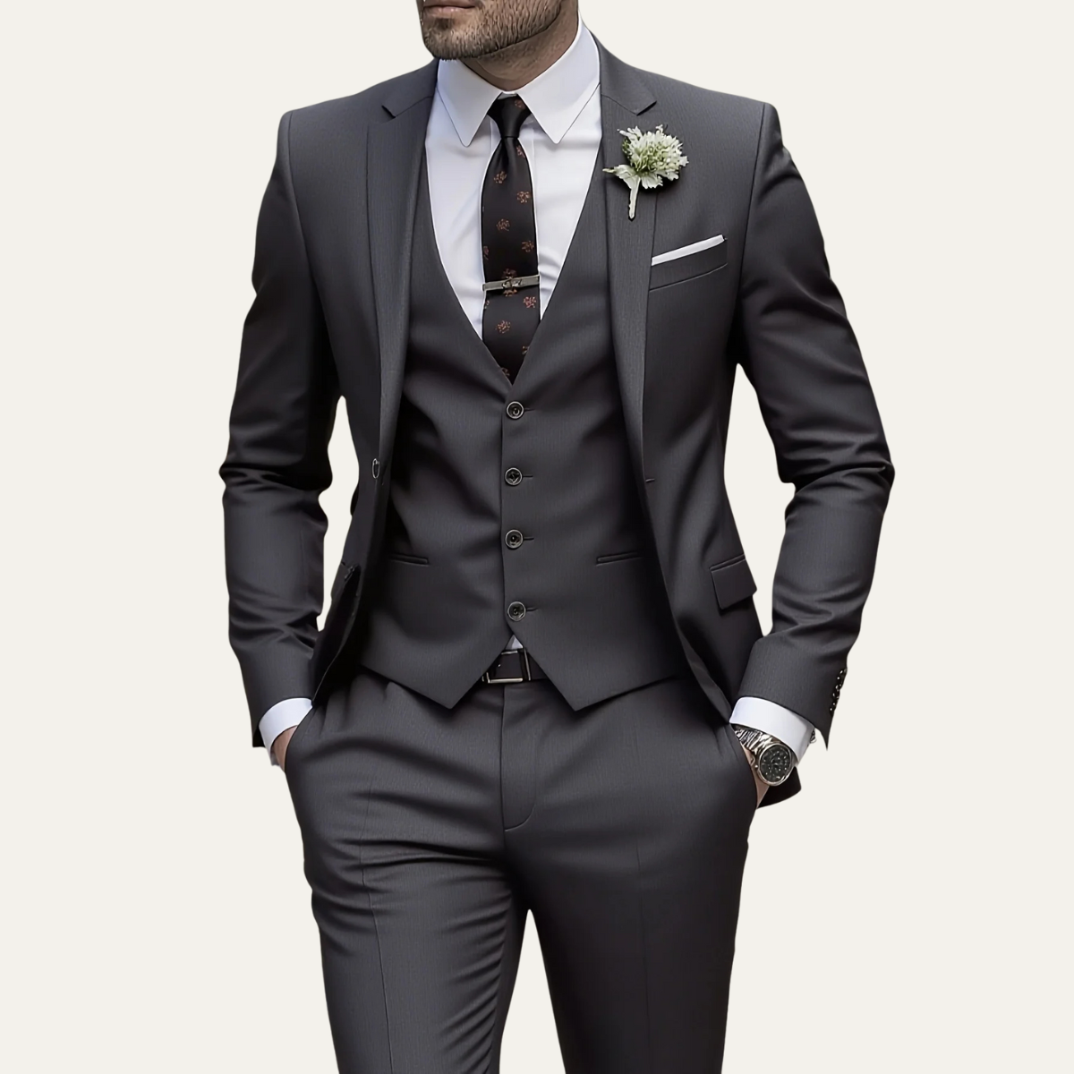The Novara Men’s Formal Suit Set – Blazer Waistcoat Trousers