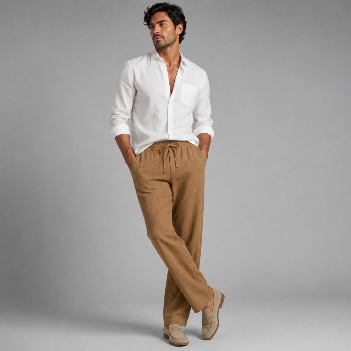 The Riccione Men's Breathable Linen Drawstring Trousers