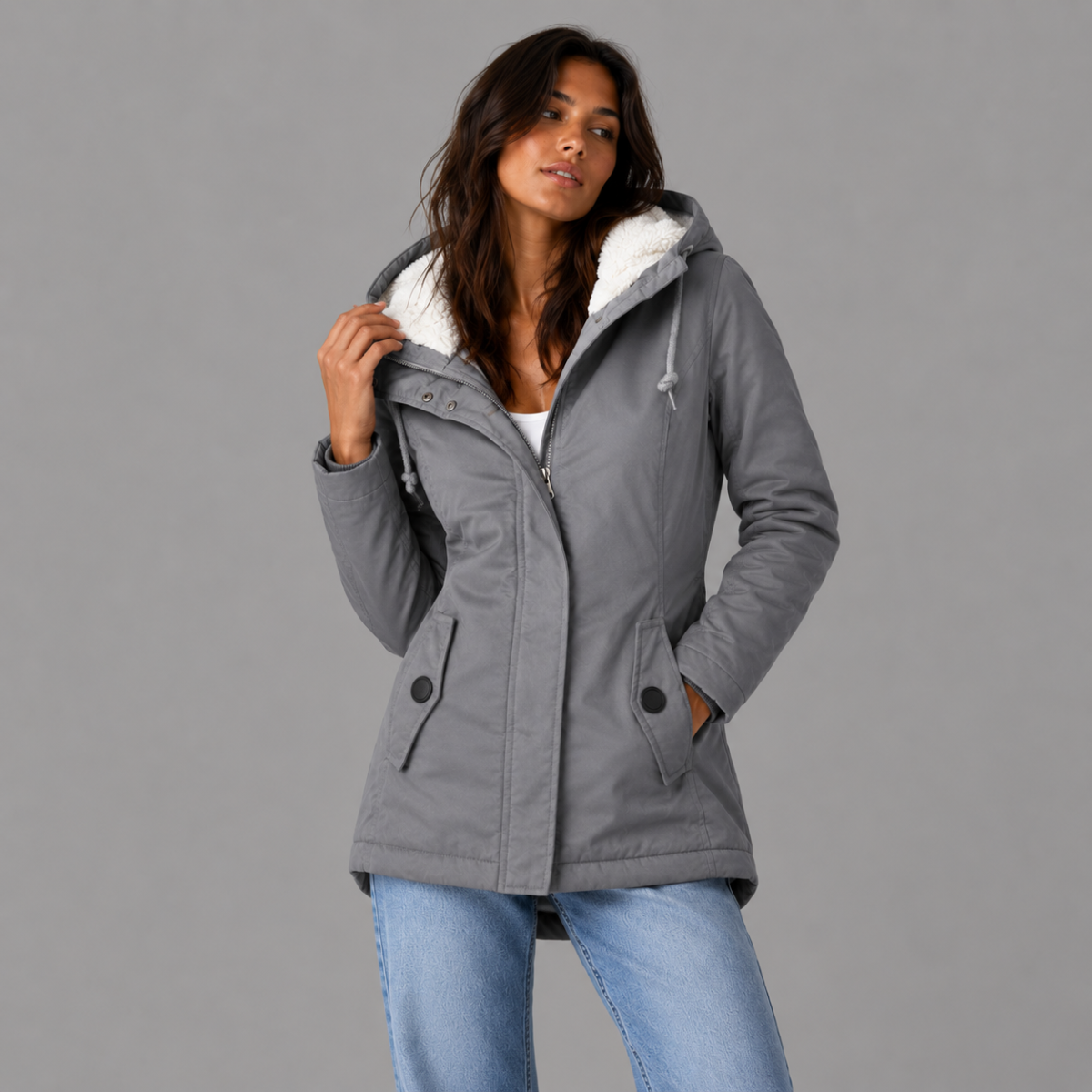 Women's Fur Hooded Winter Parka – Warm Fleece Lined Jacket