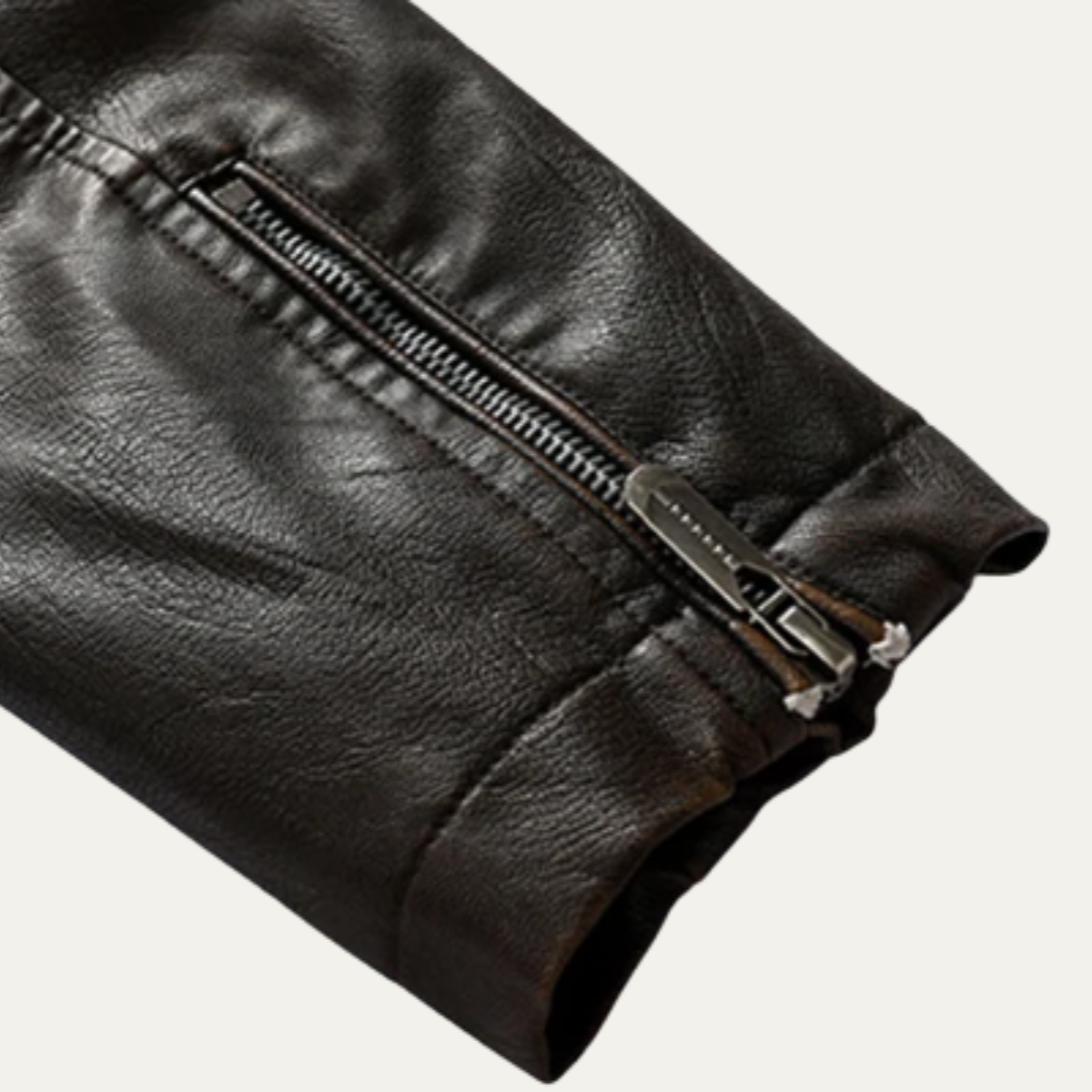 Men’s Zip Up Casual Leather Biker Jacket