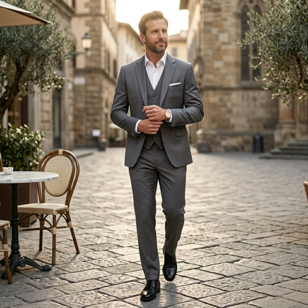 The Posillipo Men’s Tailored Suit Set – Blazer Waistcoat Trousers