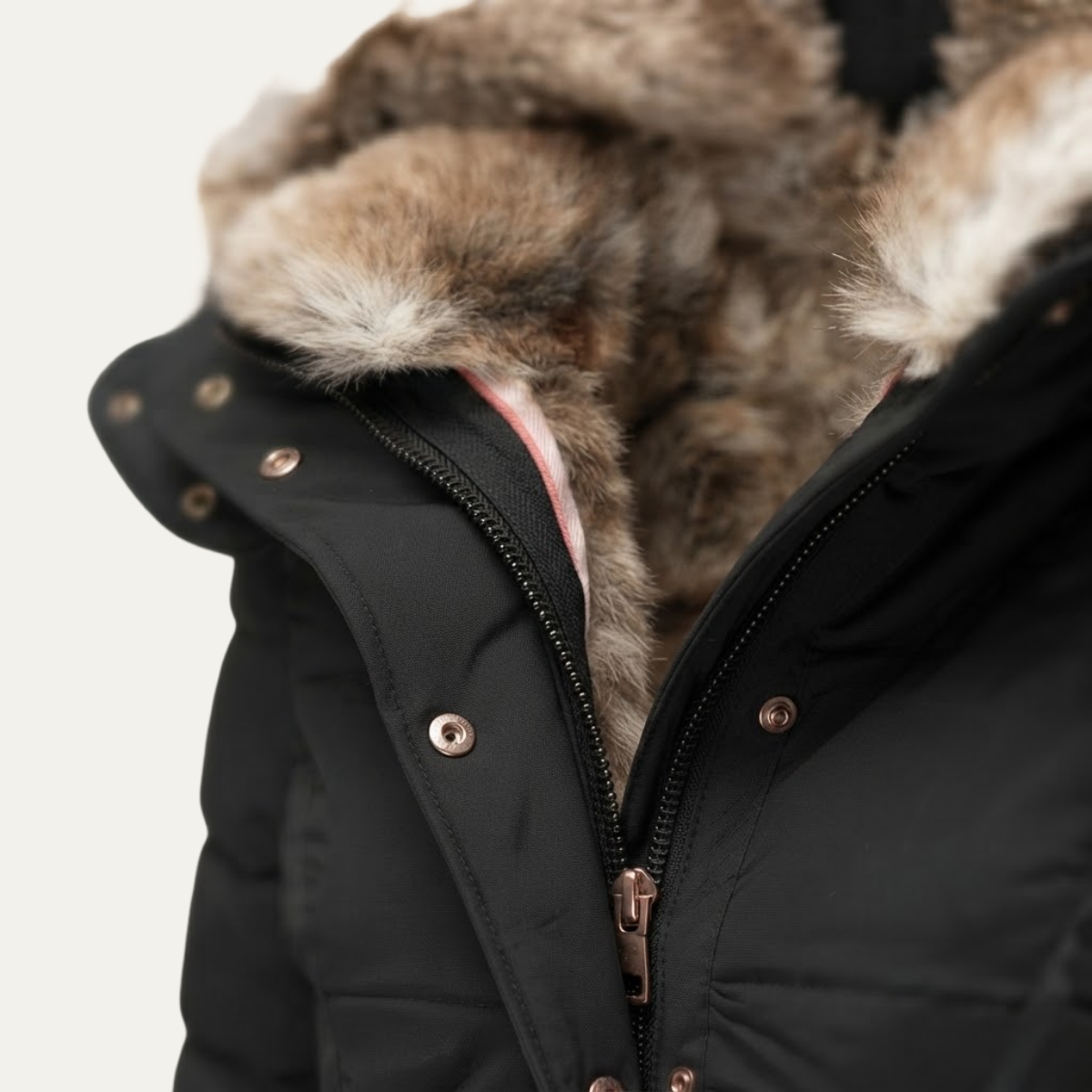 Women's Quilted Winter Coat | Long Jacket with Detachable Fur Hood