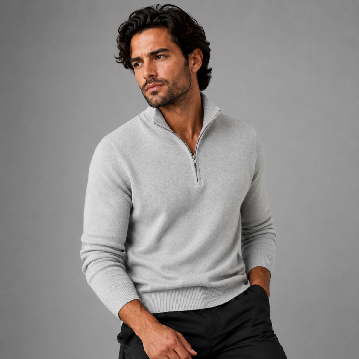 The Como Men's Quarter Zip Mock Neck Jumper