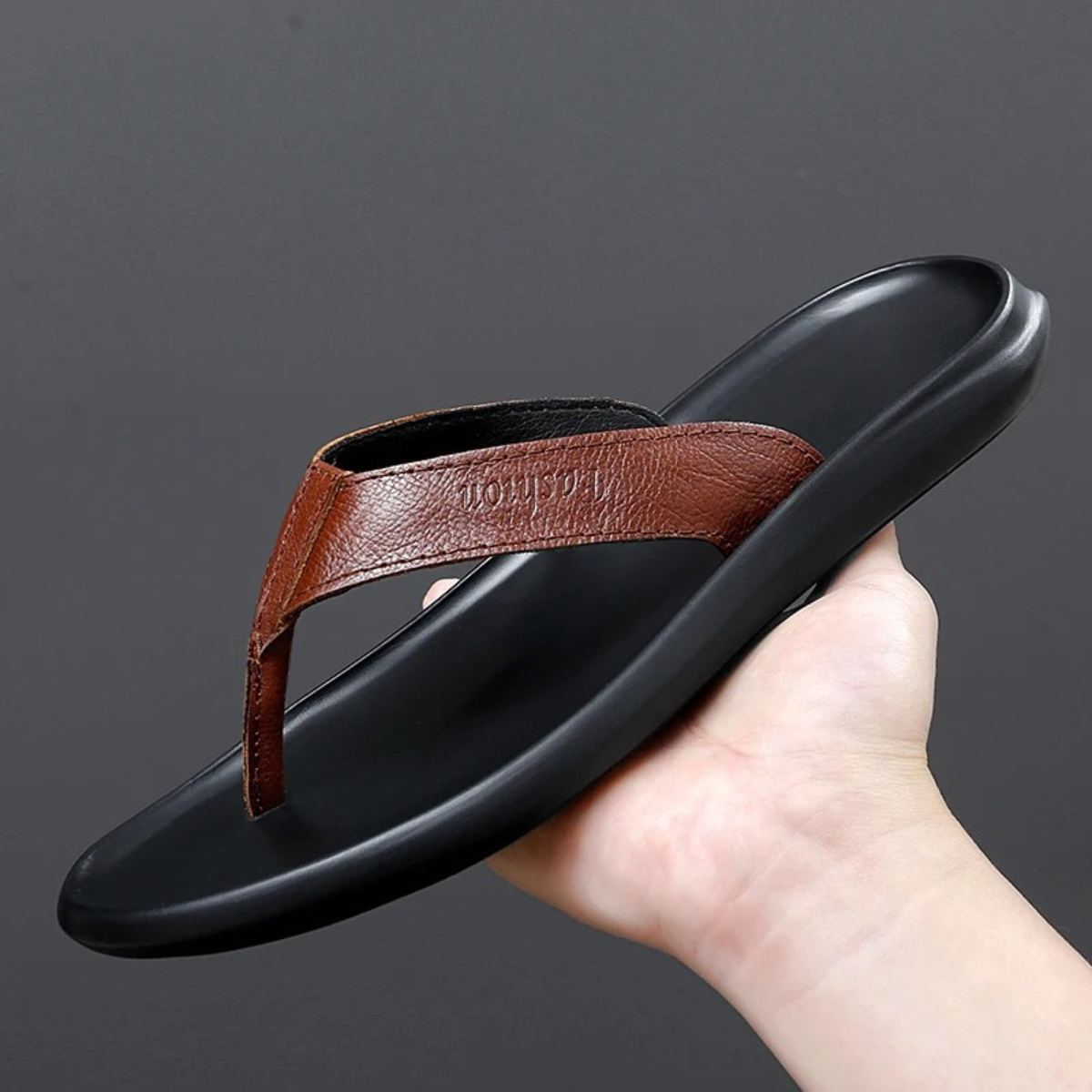 The Brunate Men’s Leather Thongs Summer Flip Flops